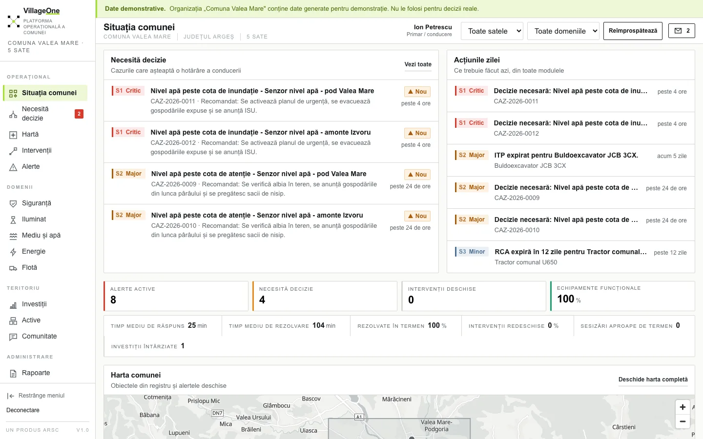 VillageOne - situația comunei pe un singur ecran